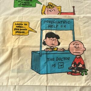 Vintage Charlie Brown Peanuts Pillow Case 1970s